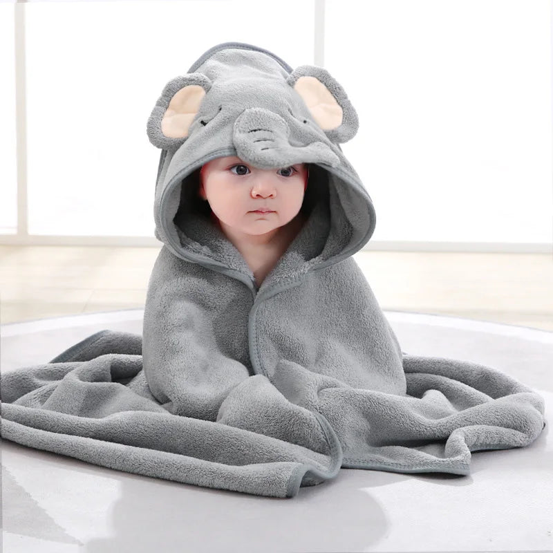 Cartoon Animal Baby Bath Towel | Soft Hooded Toddler Bathrobe for Boys Girls