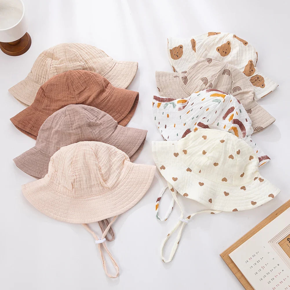 Baby Cotton Bucket Hat for Summer Sun Protection | Unisex Outdoor Panama Hat for Boys Girls