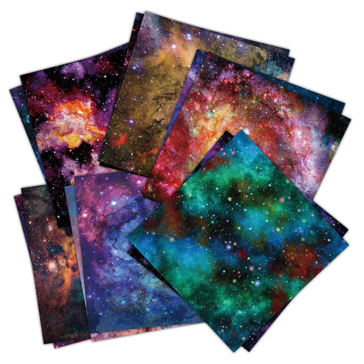 Galaxy Star Scrapbook Paper Set | 24-Pack Space Themed Decorative Paper