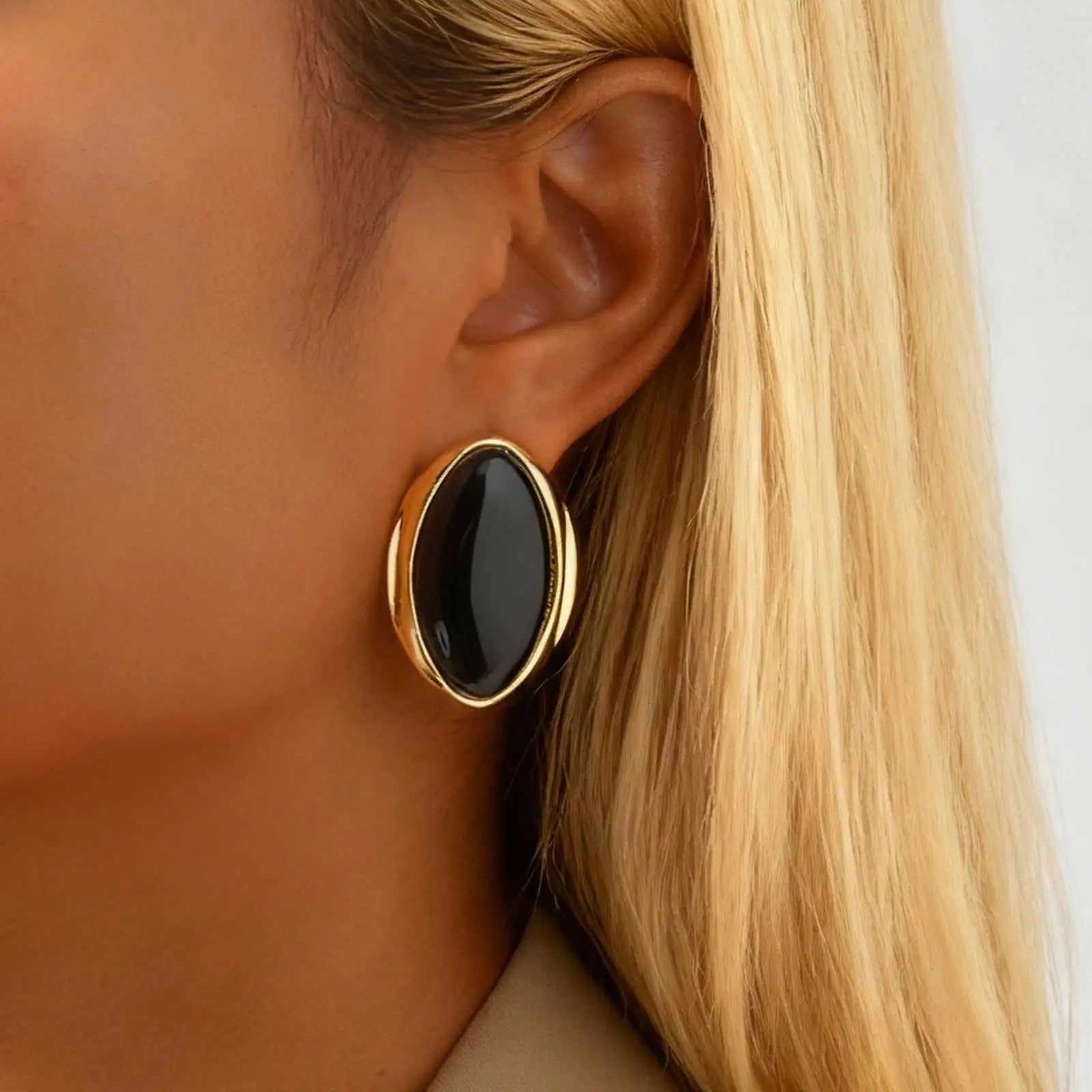 Exaggerated Retro Geometric Ellipse Stud Earrings | Personality Oval Dangle Jewelry for Women