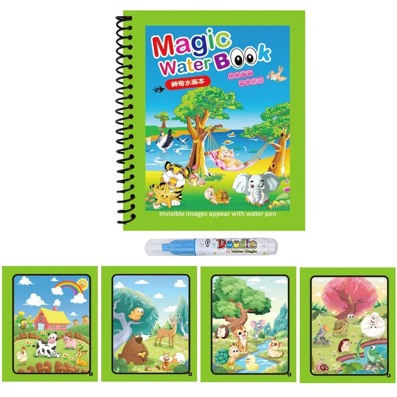 Magic Water Drawing Book | Reusable Coloring Pad with Pen for Kids Gift