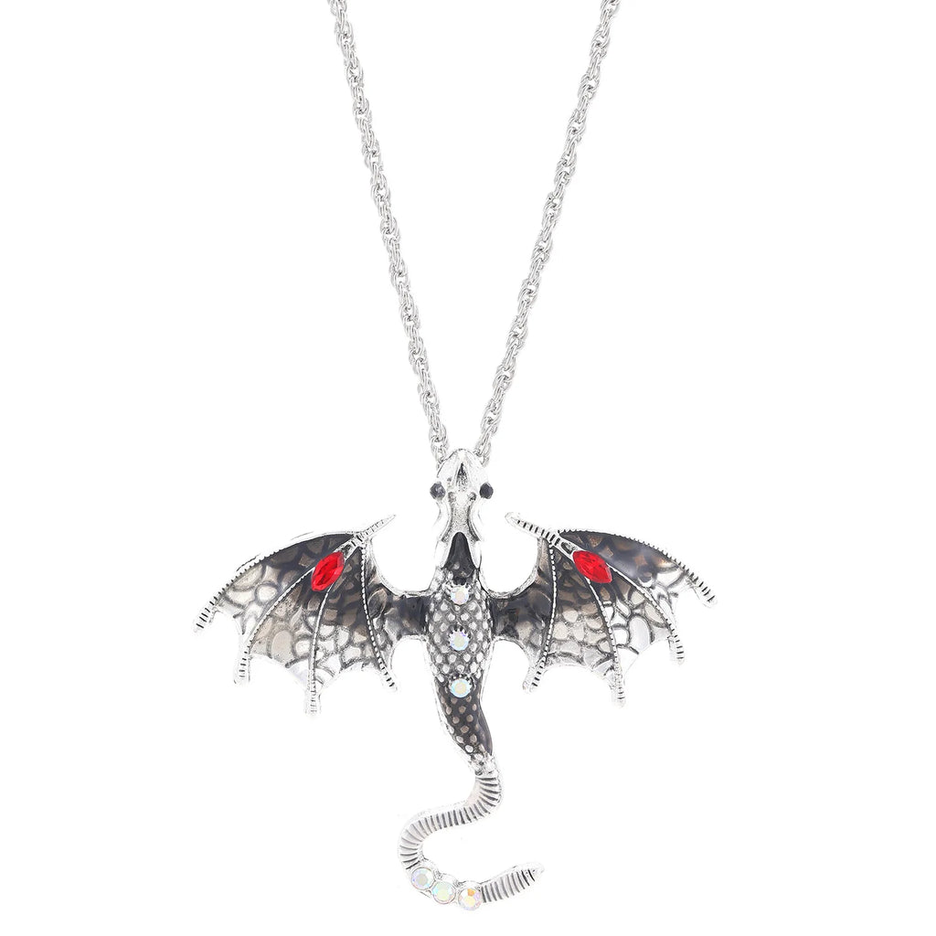 Goth Fly Dragon Pendant Necklace | Punk Snake Chain Choker for Men and Women