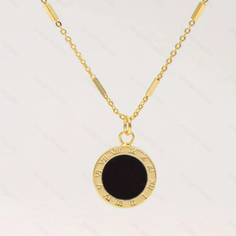 Vintage Roman Numeral Pendant Necklace | Women's Clavicle Chain Jewelry