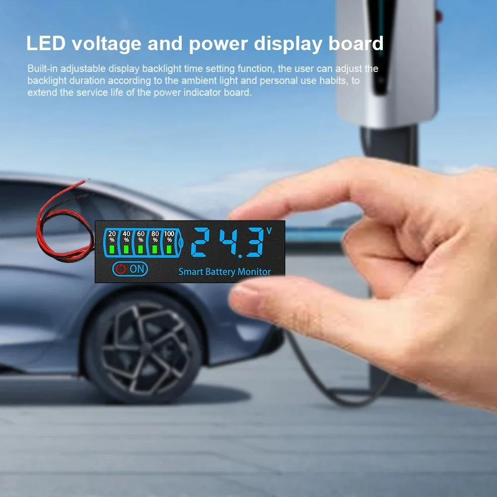 LED Voltage and Battery Capacity Display Board | DC 7-55V Universal Smart Battery Charge Indicator with Low Voltage Alarm
