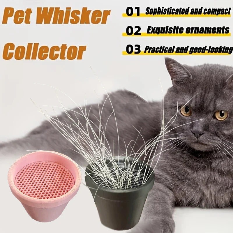 Mini Flower Pot Cat Whisker Holder | Pet Fur Collector Desktop Keepsake