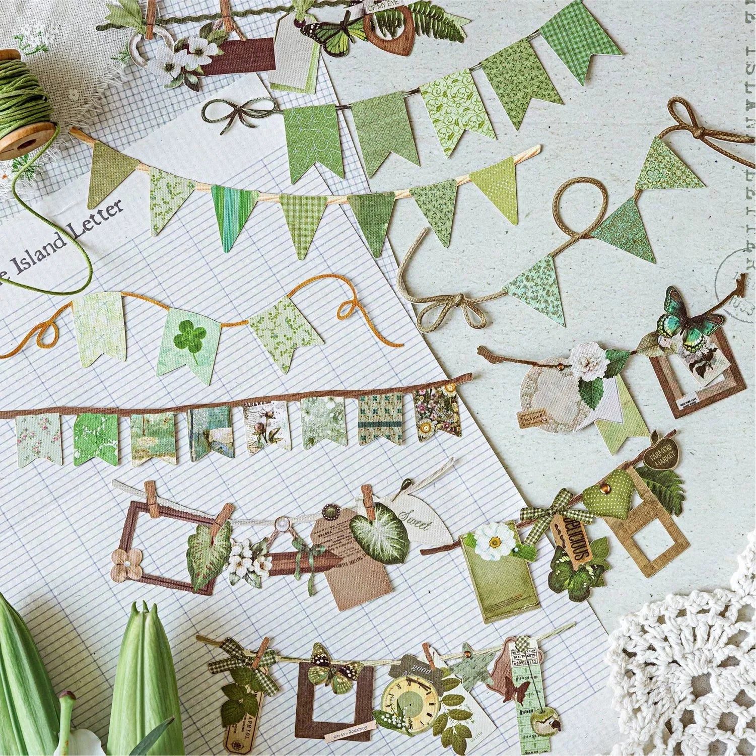 10 pcs Vintage Festival Hollow Landscape Scrapbook Stickers | Handmade Collage Journal Pack