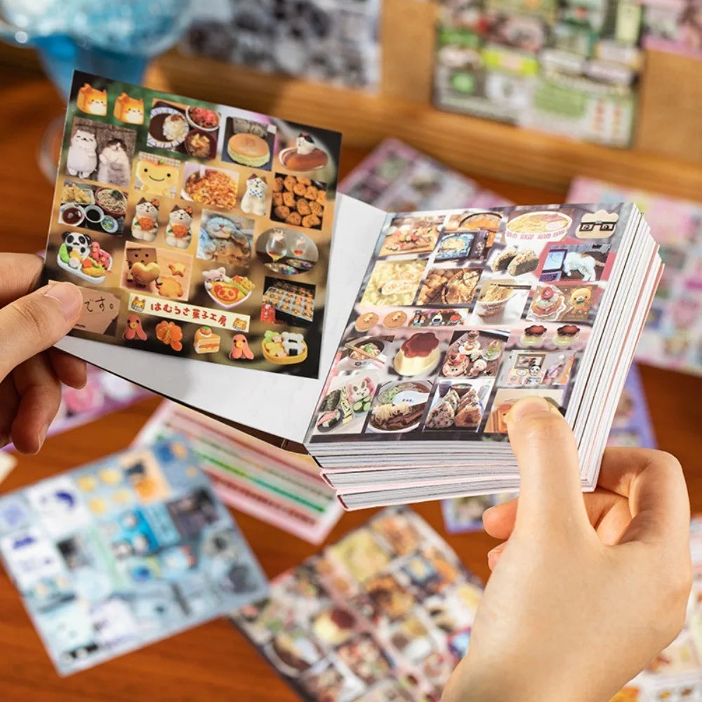 Yuxian Square Edge-Cut Sticker Book | Japanese Vintage Journal and K-pop Sticker Collection
