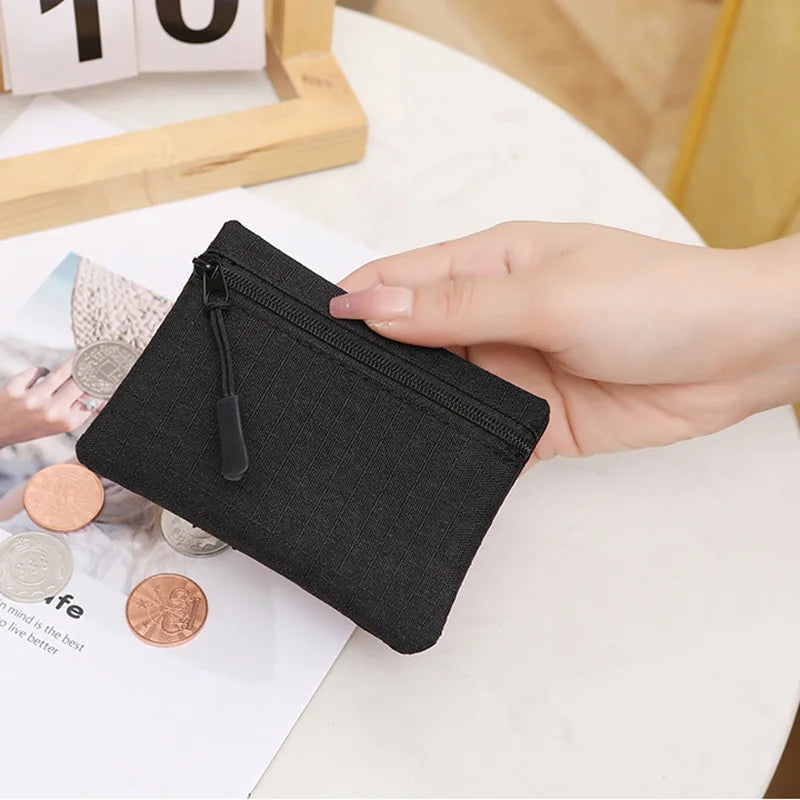 Women Mini Zippers Canvas Coin Purse | Compact Wallet with Keychain