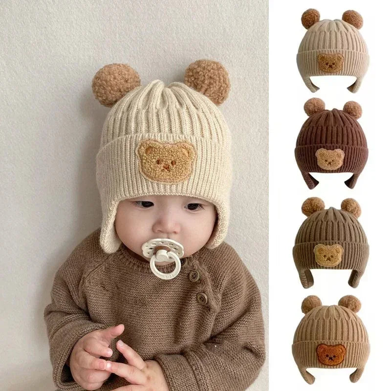 Baby Bear Ear Protection Hat | Winter Thickened Warm Knitted Hat for Children
