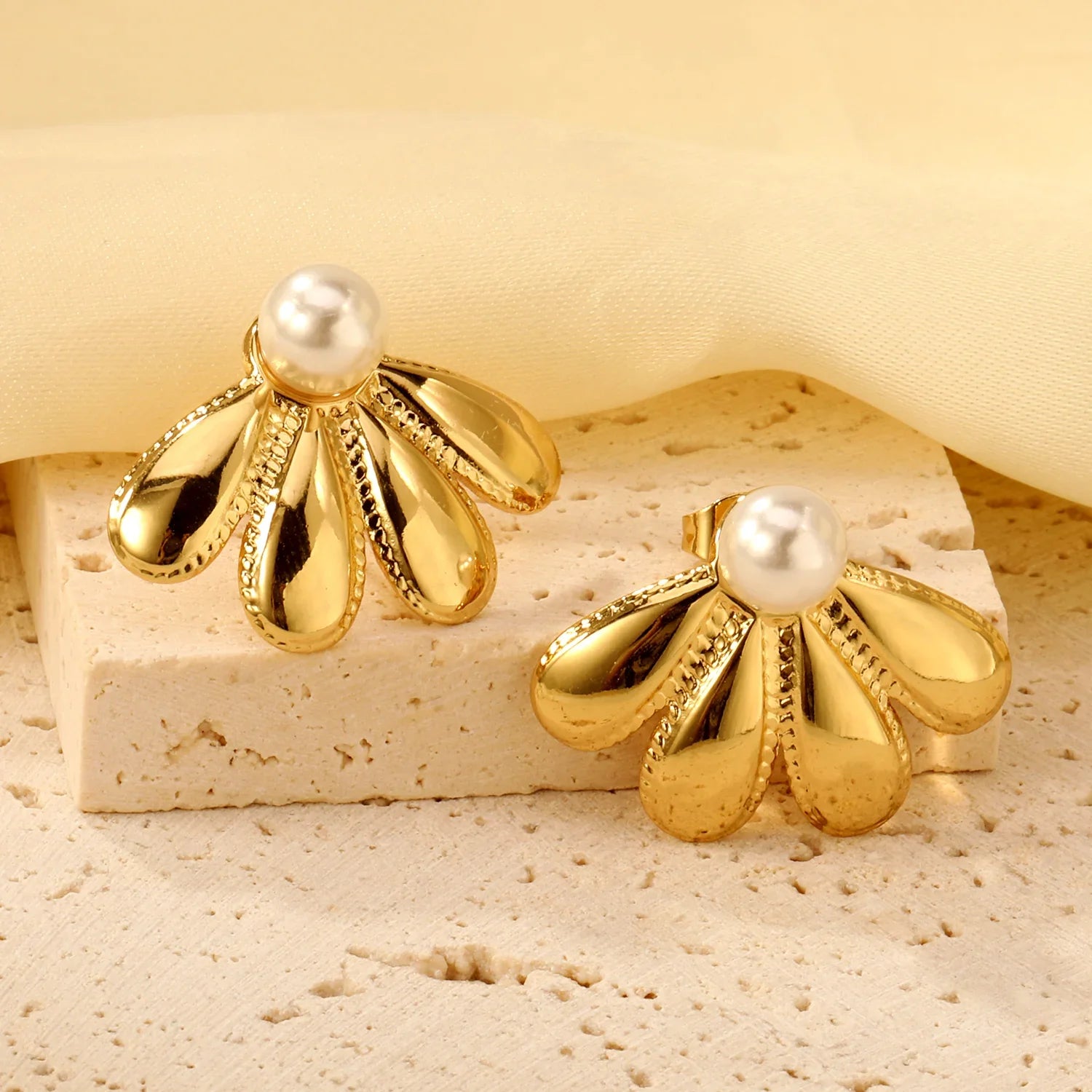 LUXUKISSKIDS Fairy Flower Earrings Stud | Gold-Plated Stainless Steel Piercing Jewelry for Women