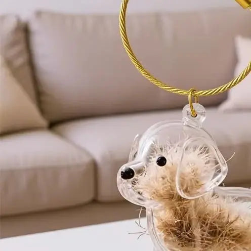 Pet Fur Keepsake Capsule Keychain | Clear Dog Hair Memorial Pendant for Pet Lovers
