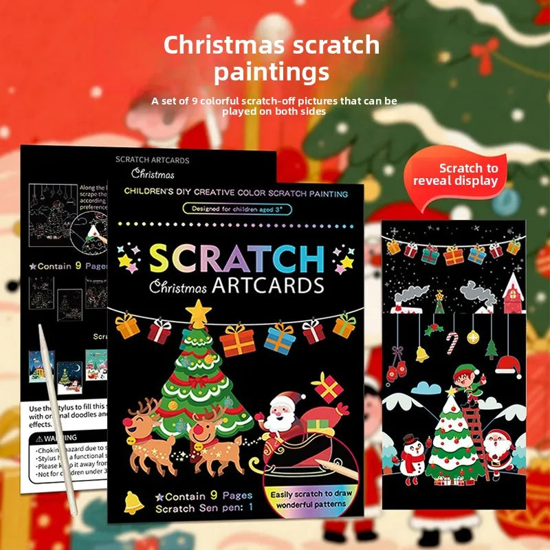 Rainbow Scratch Art Paper Kit for Kids | 9-Piece Magic Drawing Set