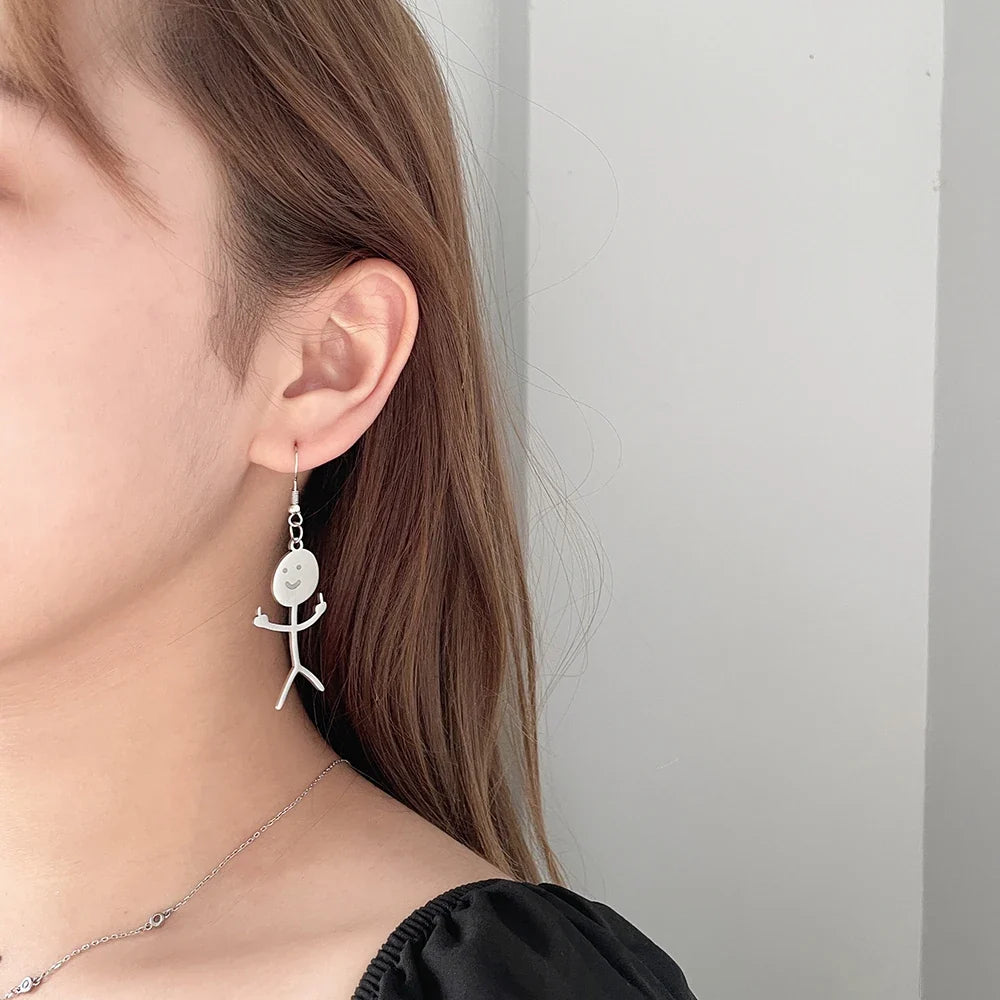 Funny Doodle Earrings for Women | Y2K Stainless Steel Character Studs