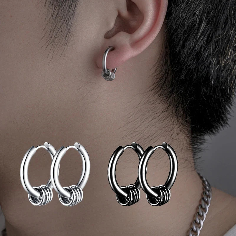 Gothic Stainless Steel Hoop Earrings | Unisex Dragon Punk Jewelry