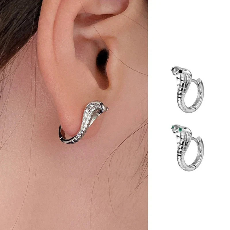 Velishy Snake Hoop Earrings | Gothic Copper Zircon Jewelry