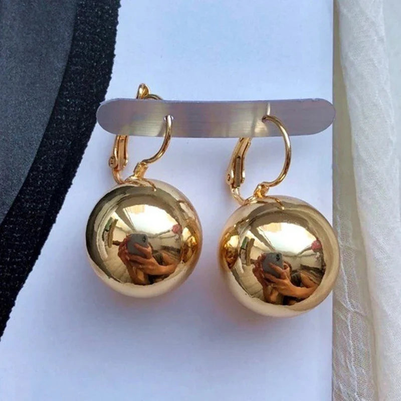 Smooth Ball Drop Earrings for Women | Creative Gold White Rosegold Dangle Jewelry
