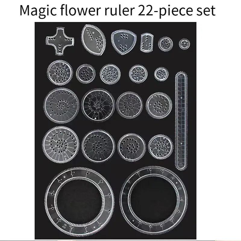22pcs Spirograph Drawing Toys Set | Geometric Ruler and Mathematical Roulette Art Tool