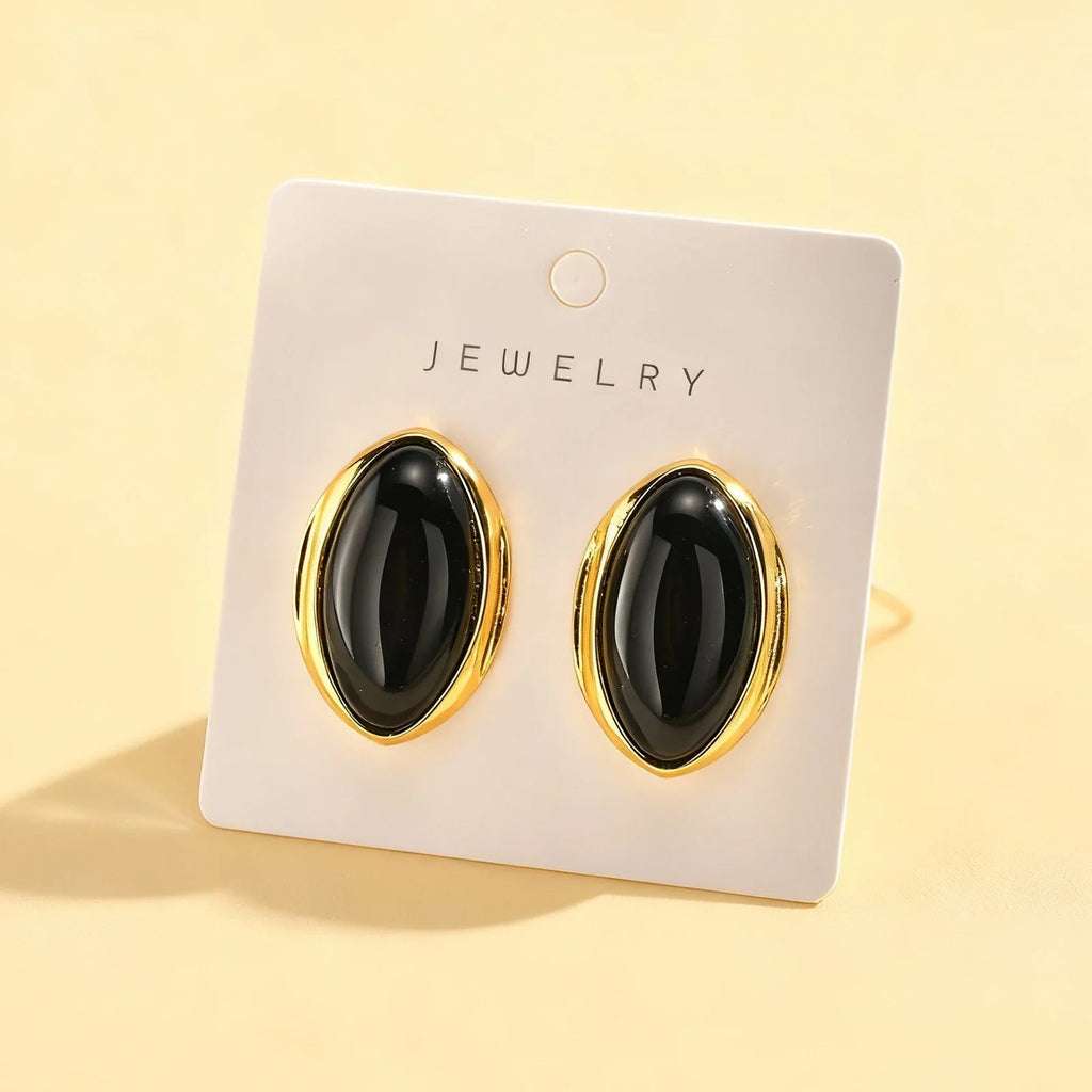 Exaggerated Retro Geometric Ellipse Stud Earrings | Personality Oval Dangle Jewelry for Women