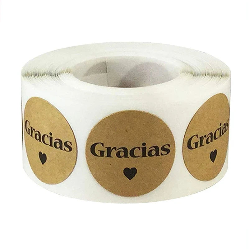 Kraft Gracias Spanish Thank You Sticker Seals | 1 Inch Envelope Stickers
