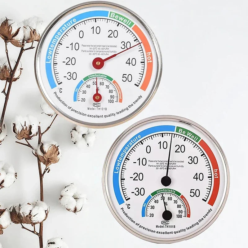 Round Thermometer Mechanical Sensor | Indoor Outdoor Temperature and Humidity Monitor