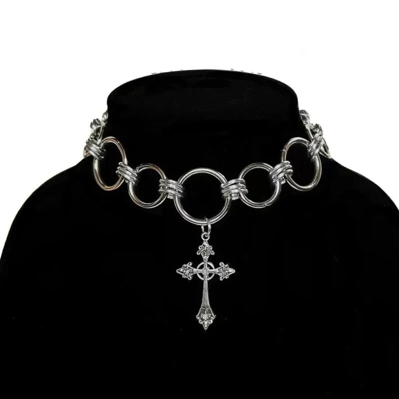 Gothic Cross Pendant Necklace | Punk Rock Grunge Jewelry for Women