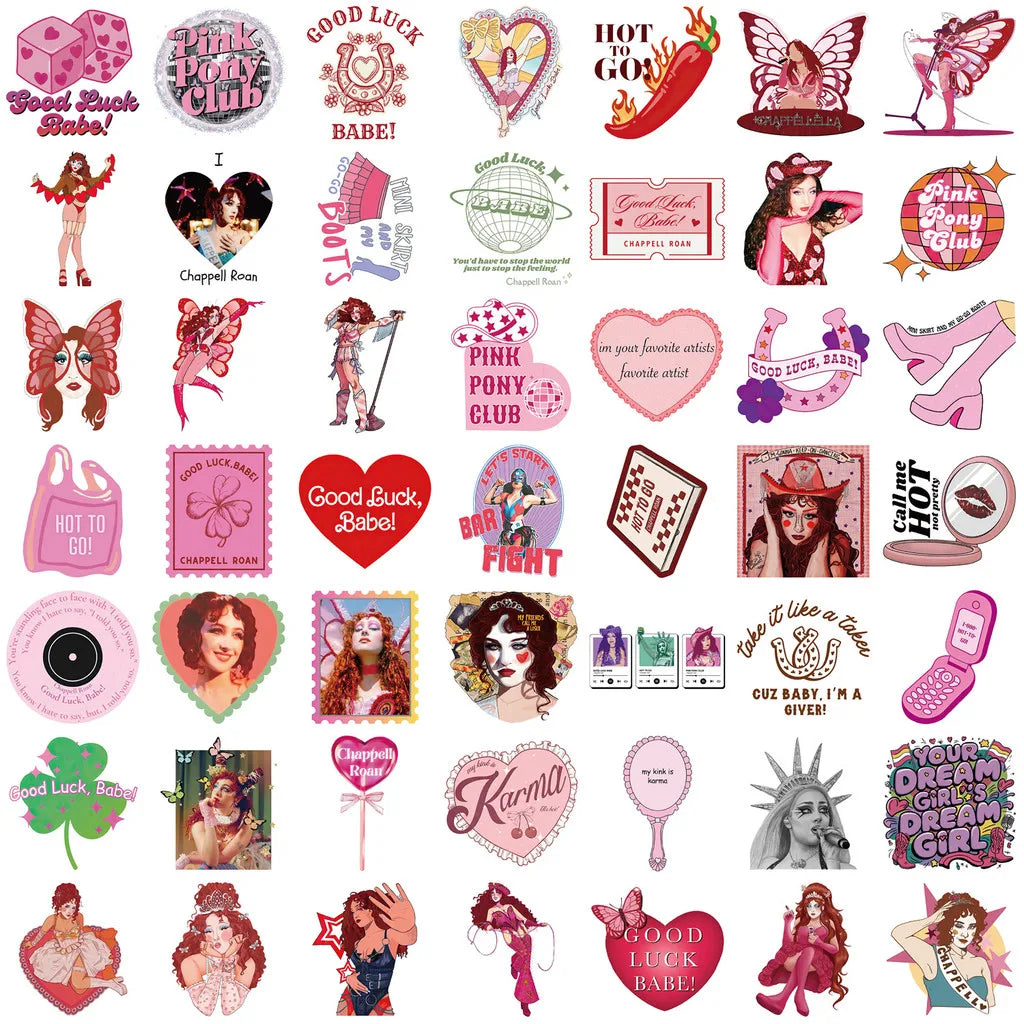 Chappell Roan Graffiti Sticker Pack | 52 Waterproof Decals for Laptop, Skateboard, Bicycle