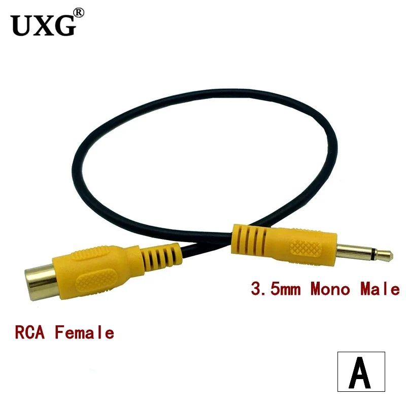 UXG 3.5mm Mini Mono Male to RCA Female Video Audio Adapter Cable | 1FT
