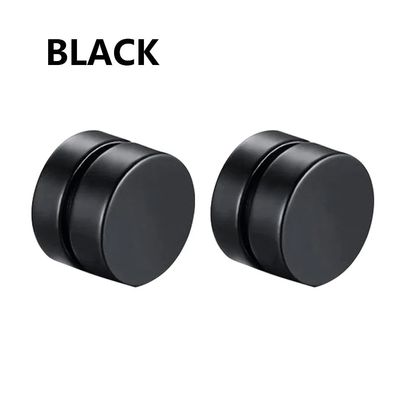 Mens Fashionable Clip On Earrings Set | Non Piercing Magnet Zircon Stainless Steel