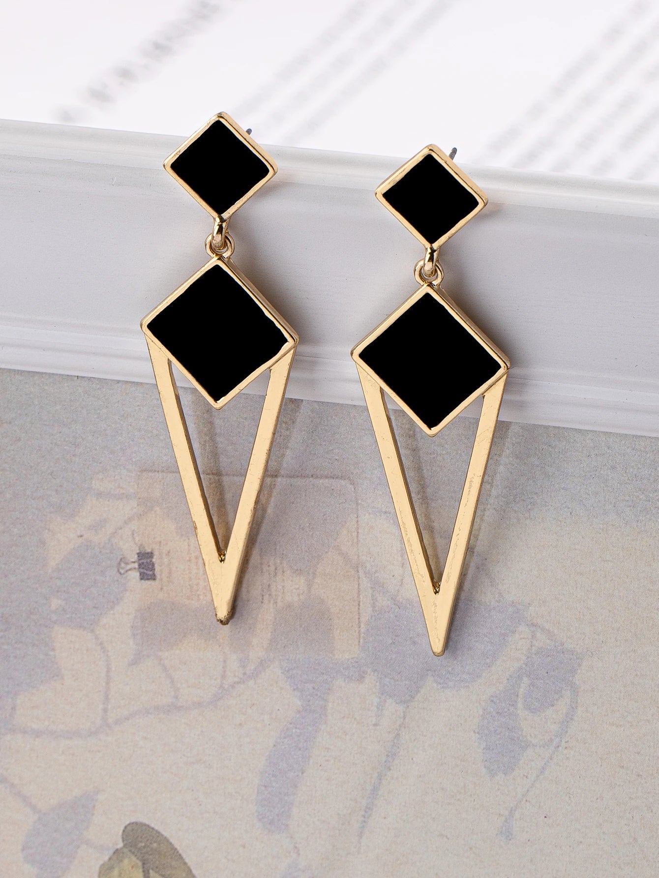 Alloy Diamond-Shaped Oil-Drip Stud Earrings | Summer Trendy Geometric Jewelry