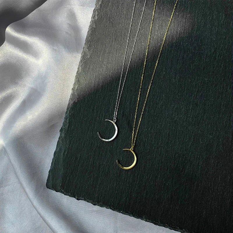 Moon Pendant Necklace | Minimalist Gold Silver Charm Jewelry for Women
