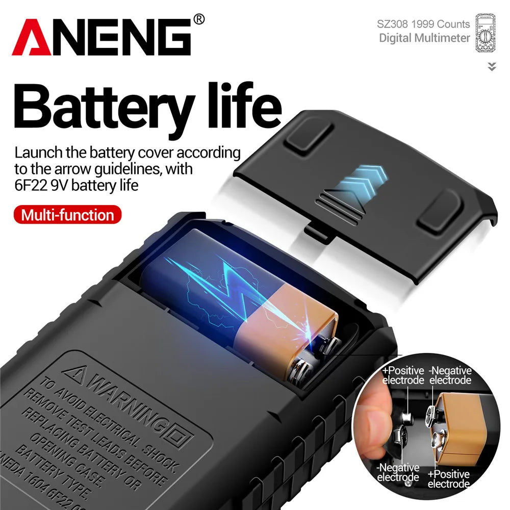 ANENG SZ308 1999 Count Digital Multimeter | High-Precision AC/DC Tester