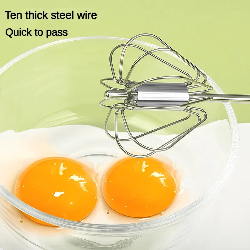 Stainless Steel Manual Egg Beater | Semi-Automatic Rotary Cream Blender for Baking