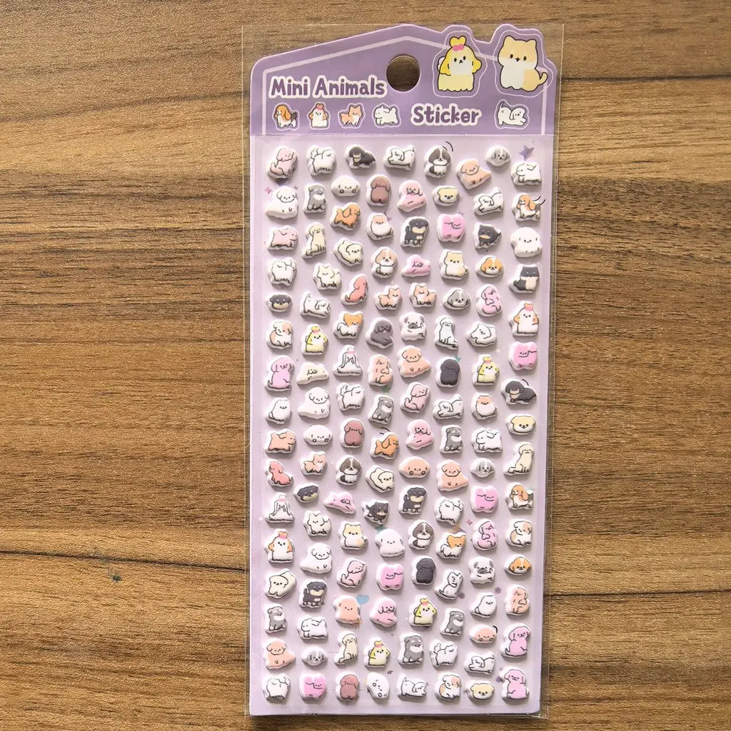 4-Pack Cute Mini Animal Pattern Stickers | Vibrant Stationery Decor Embellishments
