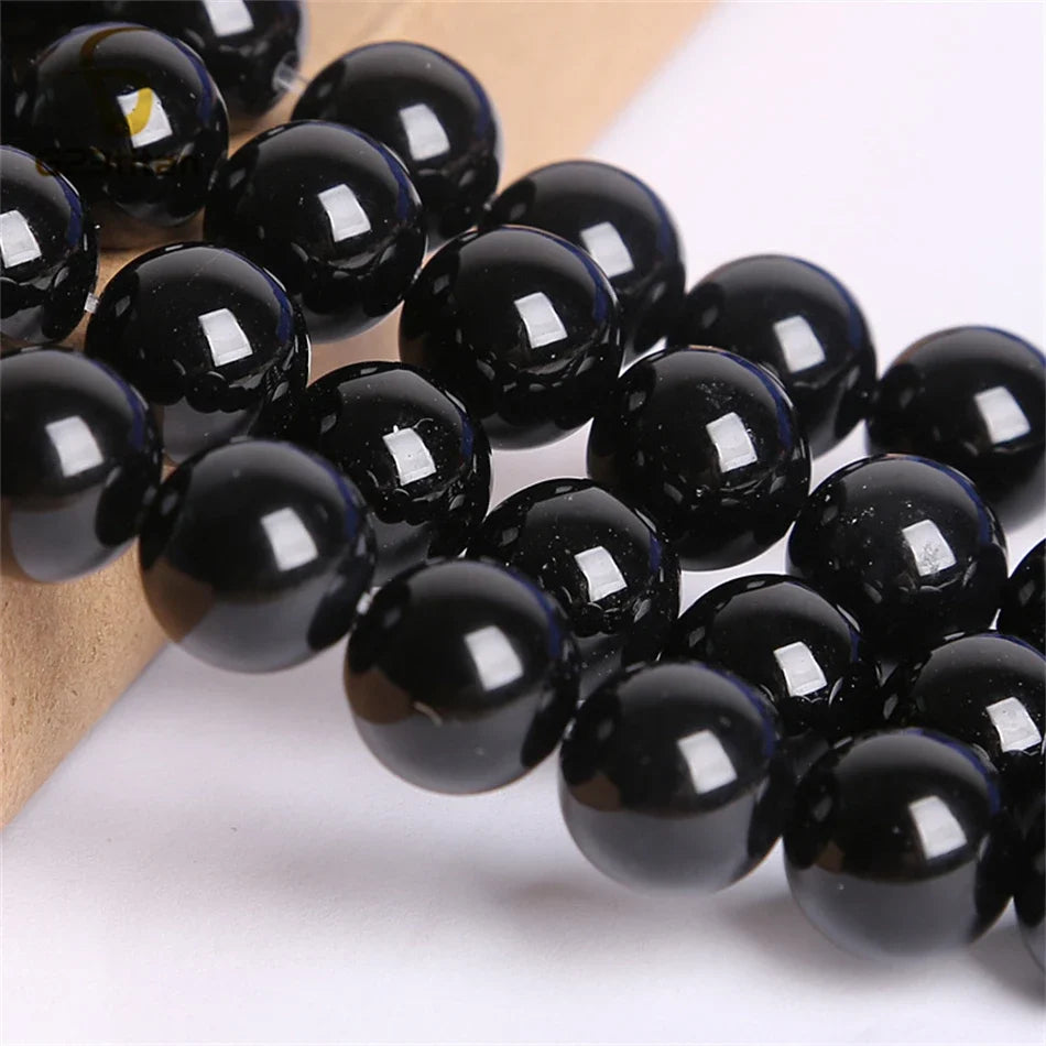 Black Agate Titanium Stud Earrings | Hypoallergenic Round Onyx Ear Lobe Jewelry for Women and Men