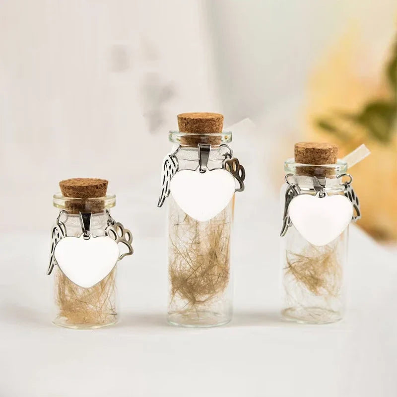 Pet Memorial Bottle for Pet Hair | Dog Cat Fur Keepsake with 3 Silver Accessories