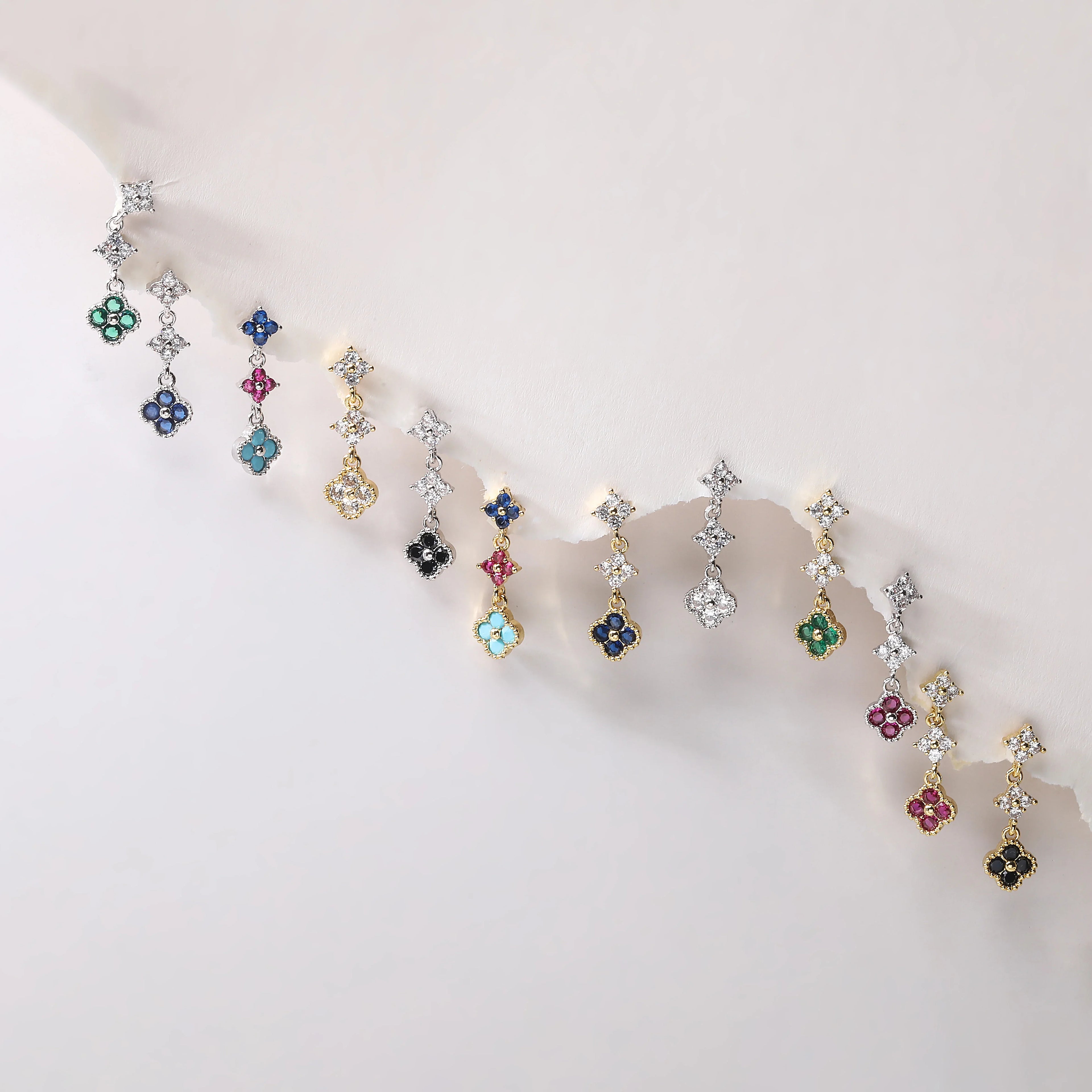 Sparkling Zirconia Floral Tassel Stud Earrings | French Banquet Style Jewelry
