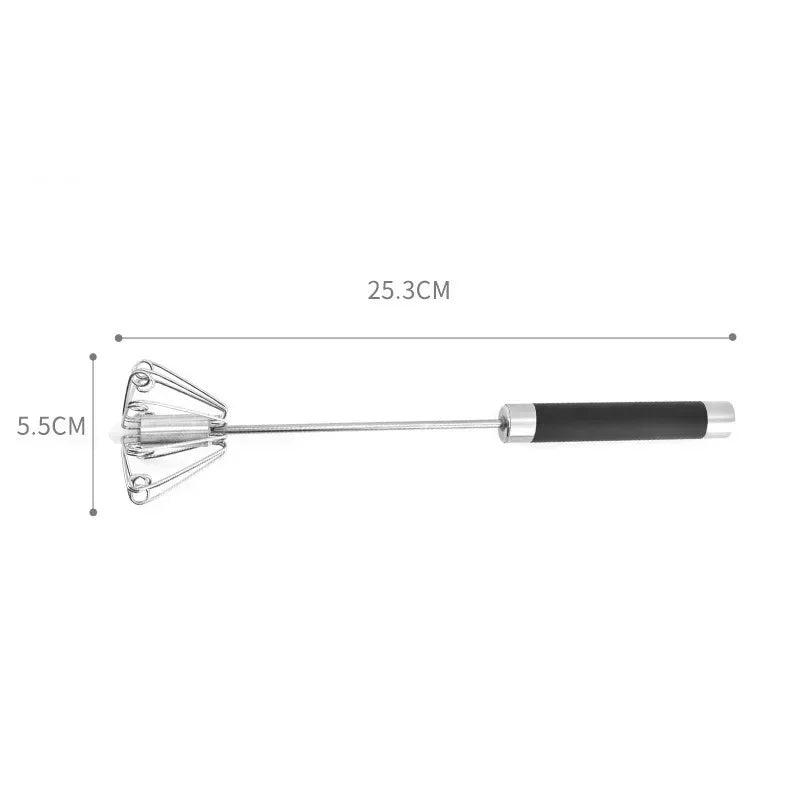 Rubber Semi-automatic Egg Beater Rotatable Stainless Steel Kitchen Mixer | Manual Whisk for Milk and Cream