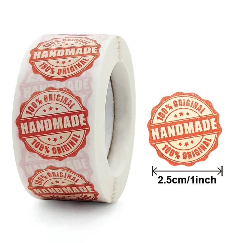 1inch Handmade Kraft Stickers for Gift Packaging | Small Business Thank You Labels