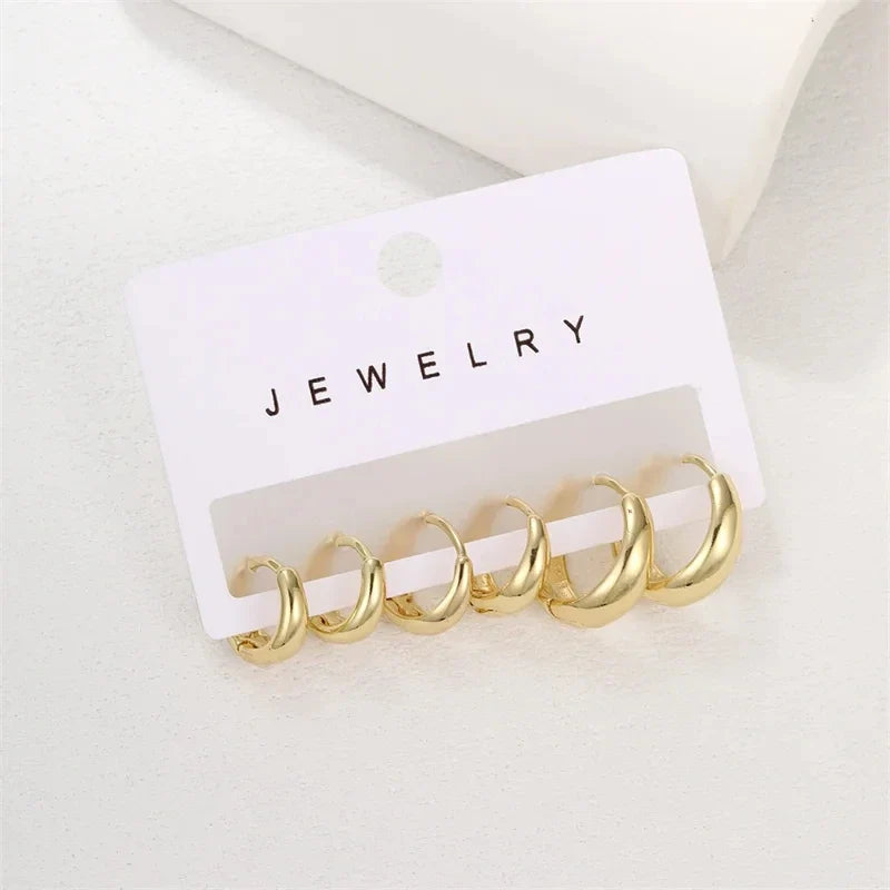 3/6Pcs Set Minimalist Gold Huggie Hoop Earrings | Trendy Metal Circle Earrings for Women and Men