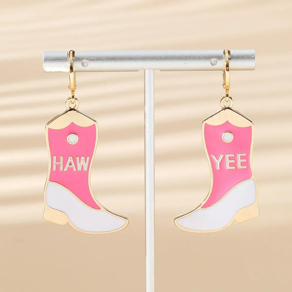 Western Cowboy Boots and Hat Drop Earrings | Vintage Punk Jewelry for Women