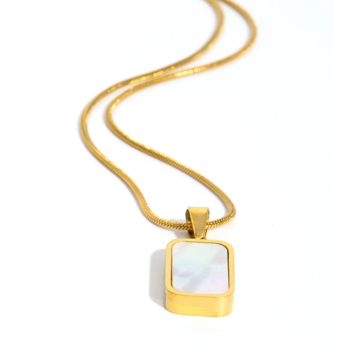 Double Sided Square Pendant Necklace | 18K Gold Plated Stainless Steel Jewelry