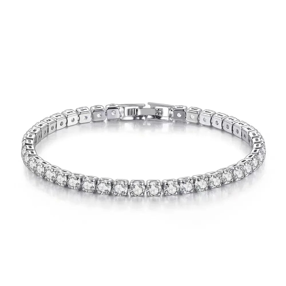 S925 Sterling Silver Tennis Bracelet with Zirconia | 4mm Fashion Wedding Jewelry