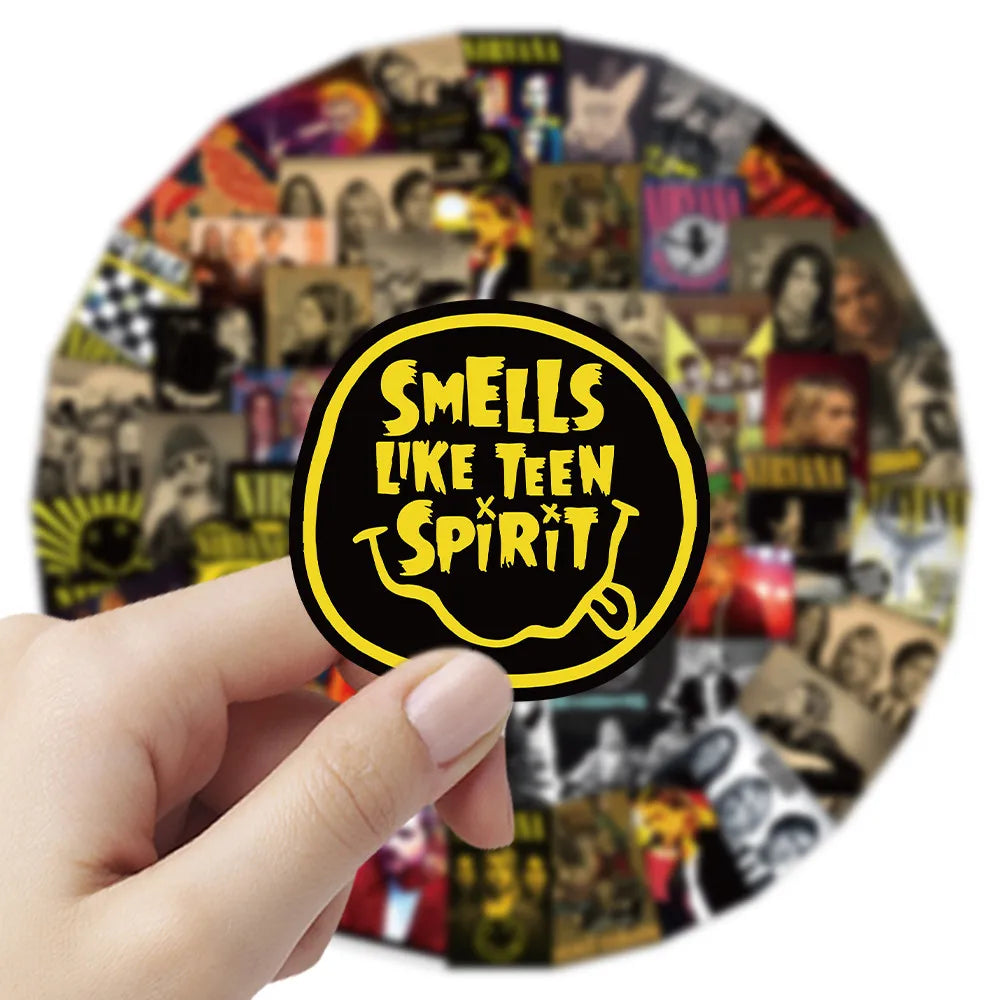52 Pieces Nirvana Band Stickers | Rock Music Fan Decorative Decals for Laptops, Phone Cases & Guitars