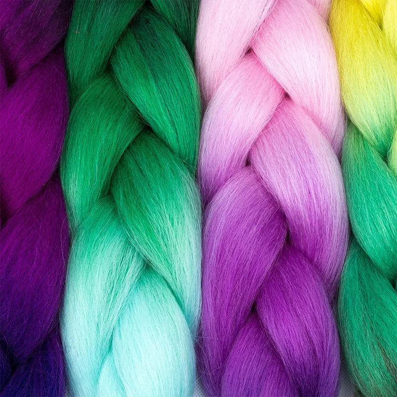 Synthetic Jumbo Braids Hair 24Inch | Ombre Braiding Hair Extensions for Crochet Box Braid Blue Purple