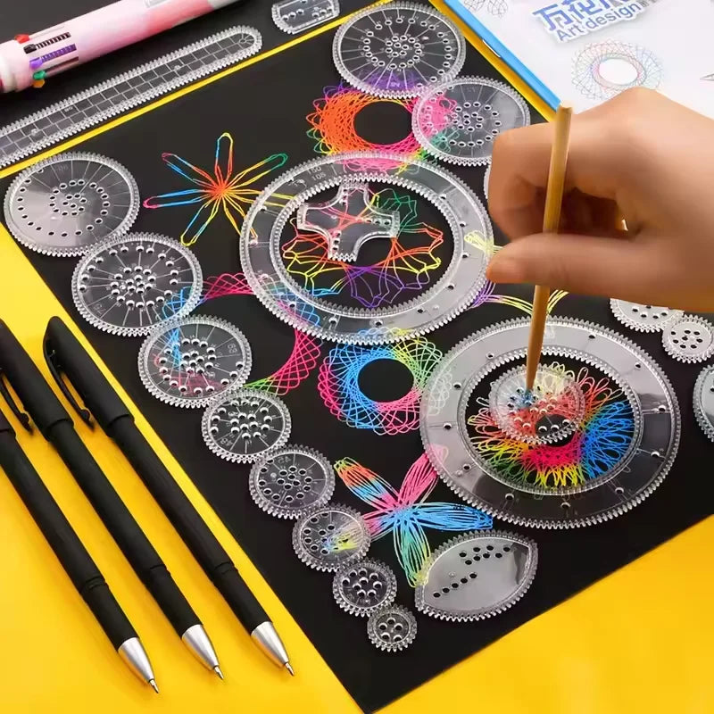 Spirograph Drawing Stencils Set | Creative Gears Geometry Art Kit for Kids