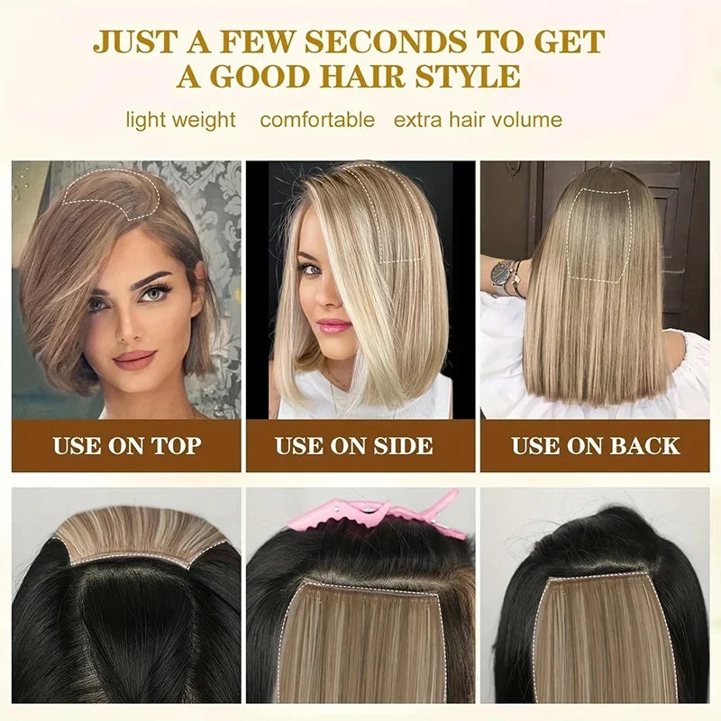 2pcs Clip In Hairpiece | Seamless Synthetic Hair Pad for Women