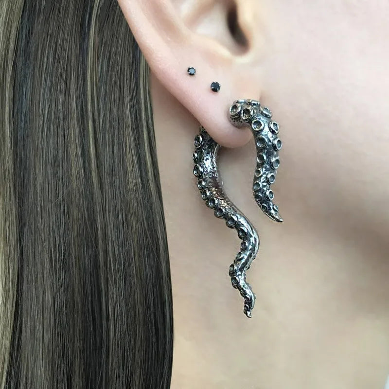 Octopus Tentacle Front Back Earring | Gothic Drop Earrings