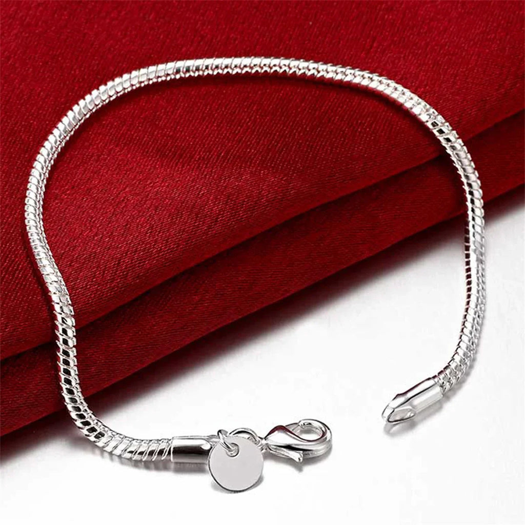 Sterling Silver Snake Chain Bracelet 3mm | DIY Jewelry Gift for Women