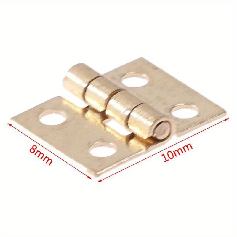 50Pcs Tiny Golden Mini Metal Hinges for 1/12 Dollhouse Miniature Furniture | Cabinet Hardware