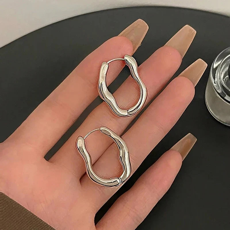 Geometric Metal Hoop Earrings for Women | Trendy Fashion Jewelry Set